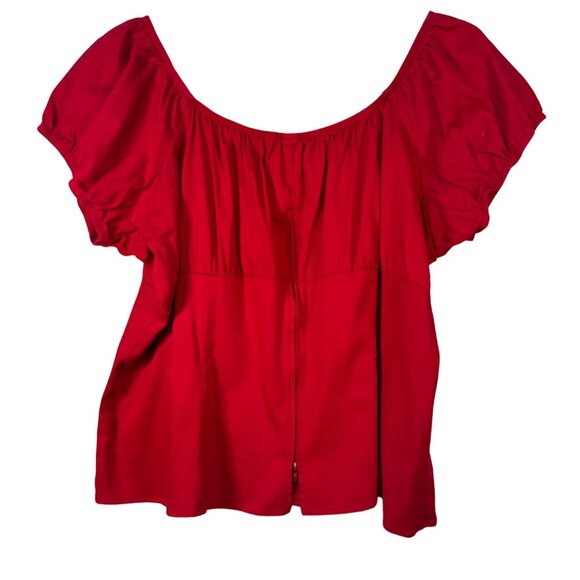 Pinup Couture Womens Red Off-Shoulder Peasant Blouse 4X - Picture 3 of 6